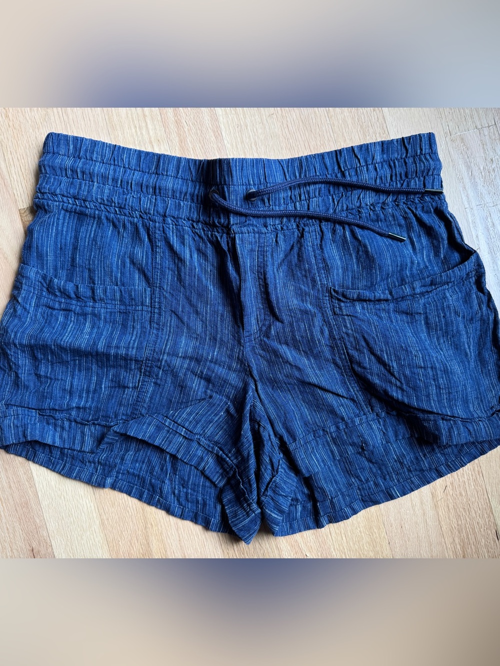 Athleta Dark Navy High-Waist Drawstring Casual Shorts